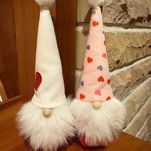 Set of Two Heart Gnome Decorations